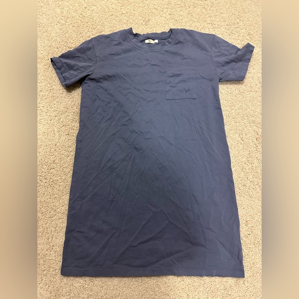 Madewell Blue Short Sleeve T-Shirt Dress